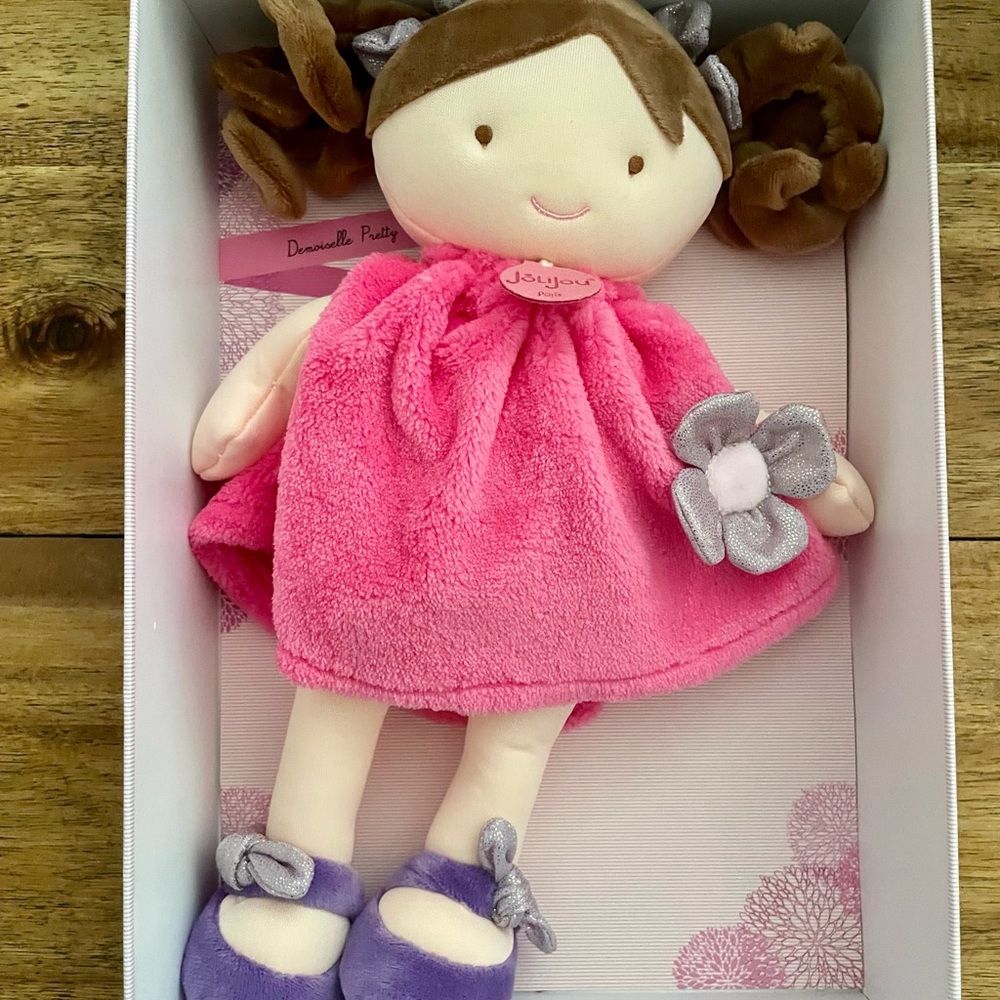 JoliJou Joy Jou Plush Doll with Pink Dress and Purple Shoes 12” - Picture 2 of 7